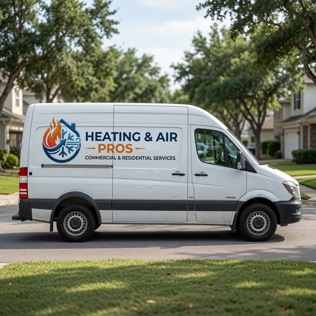 Local heating and air service van serving Castle Rock
